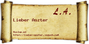 Lieber Aszter névjegykártya